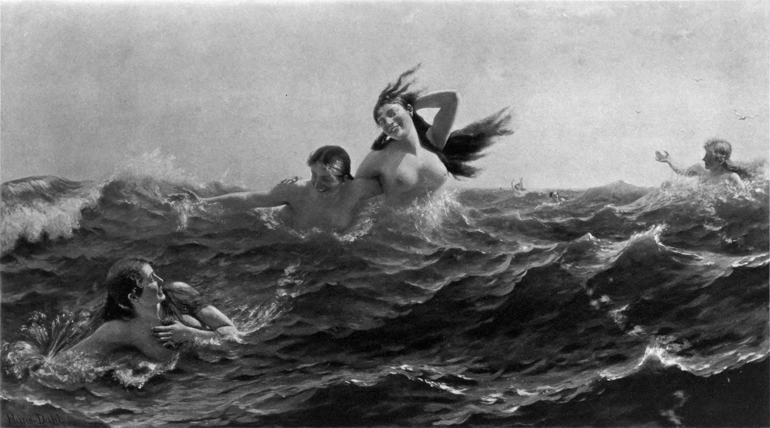 Ægir e Rán con le loro nove figlie